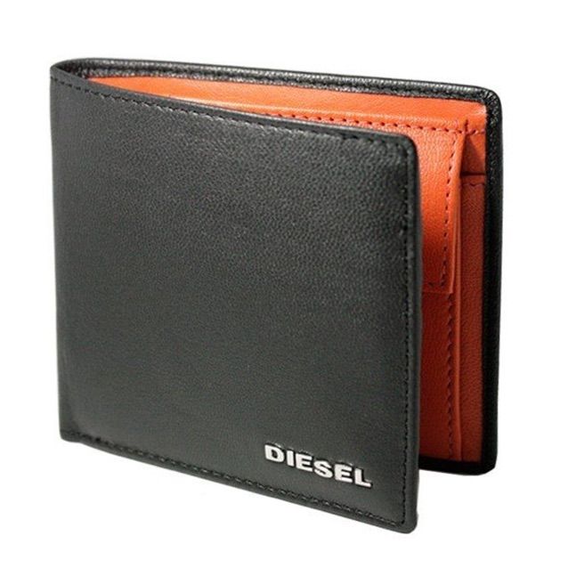 有名ブランド DIESEL ディーゼル 二つ折り財布 ヤギ革 X05601 ブラック 