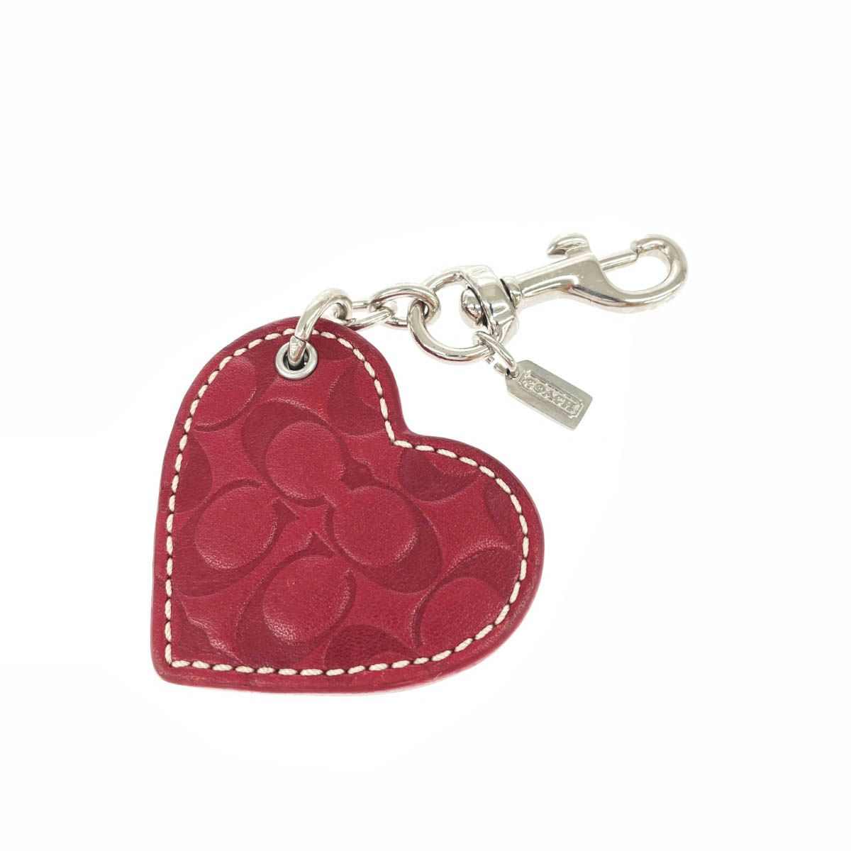COACH ハート型キーホルダー 赤 レザー 良好 COACH コーチ キーホルダー レッド レザー レディース