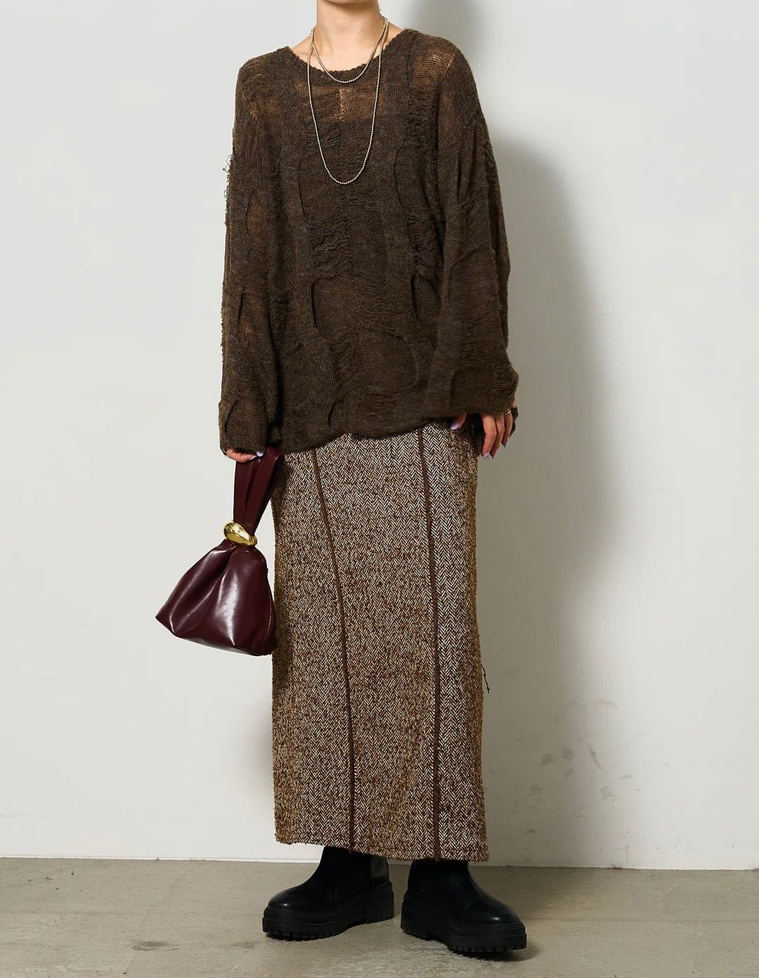 パターンモヘアローゲージニットプルオーバー