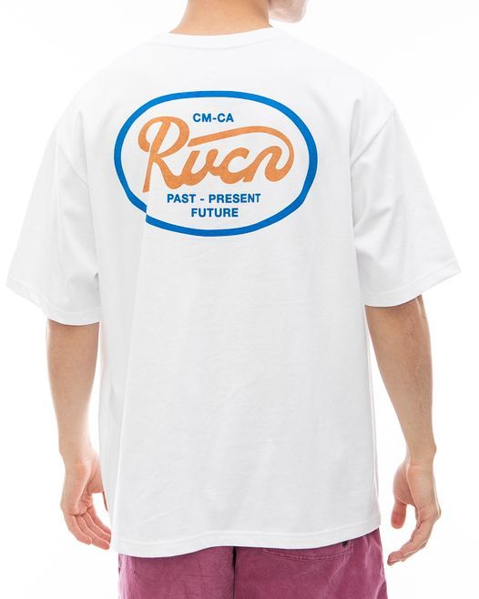 2024春夏 新品【RVCA/ルーカ/ルカ】OVAL SCRIPT Ｔシャツ WHT メンズ BE04A-234