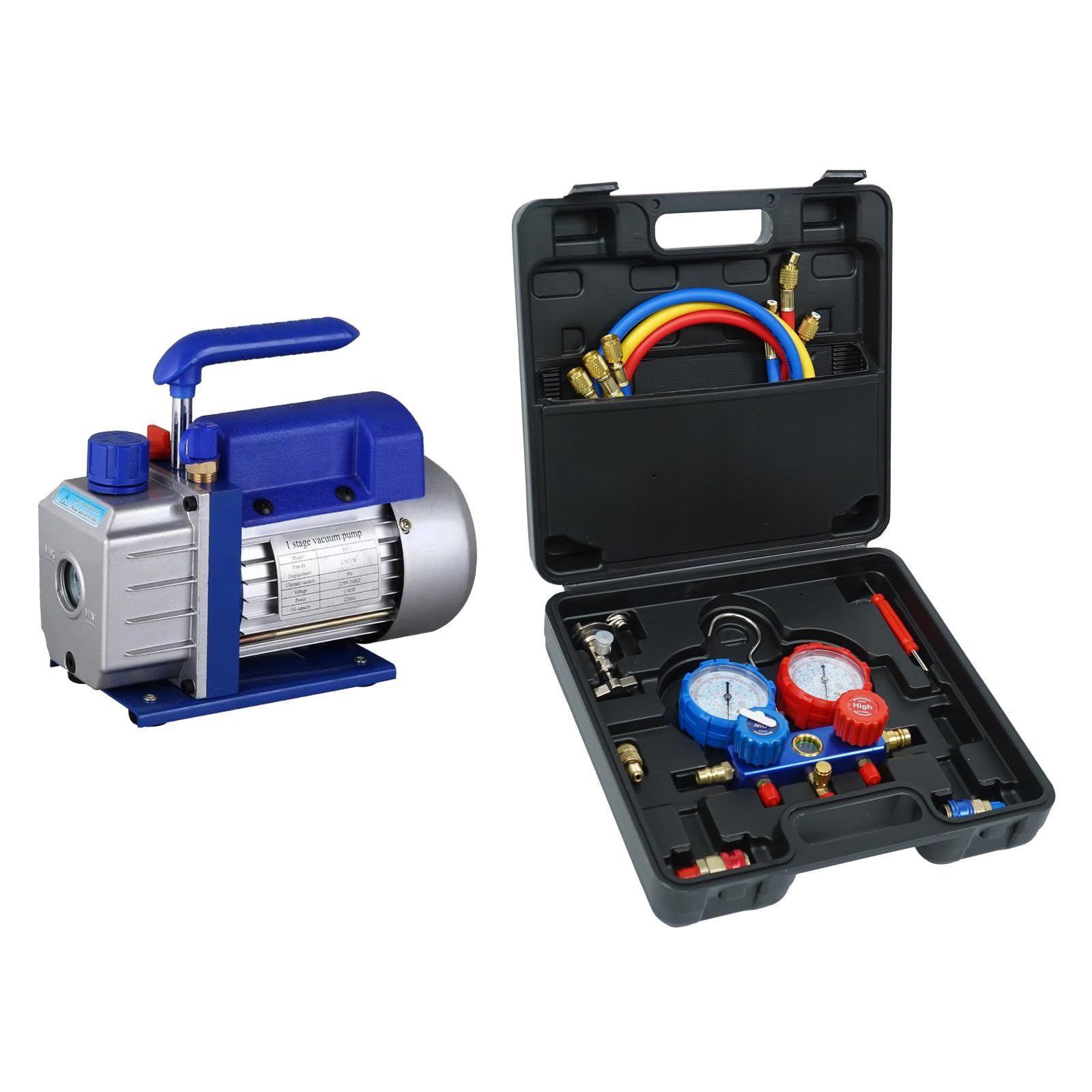 ガスチャージャー 真空ポンプ エアコン修理 点検 カーエアコン チャージキット 補充 充填 2点set