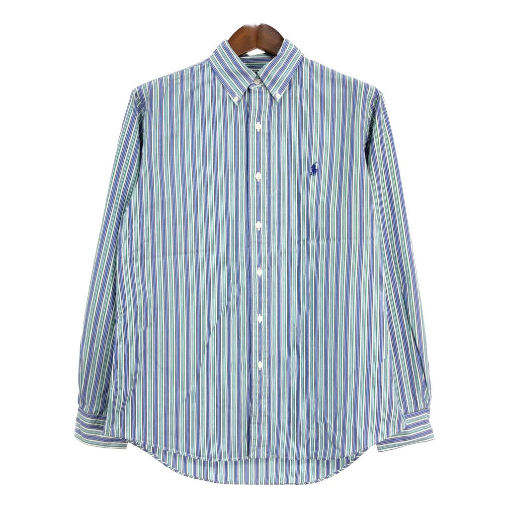 Polo by Ralph Lauren ポロ ラルフローレン ボタンダウン 長袖シャツ ストライプ ブルー (メンズ L) 中古 古着 R2578