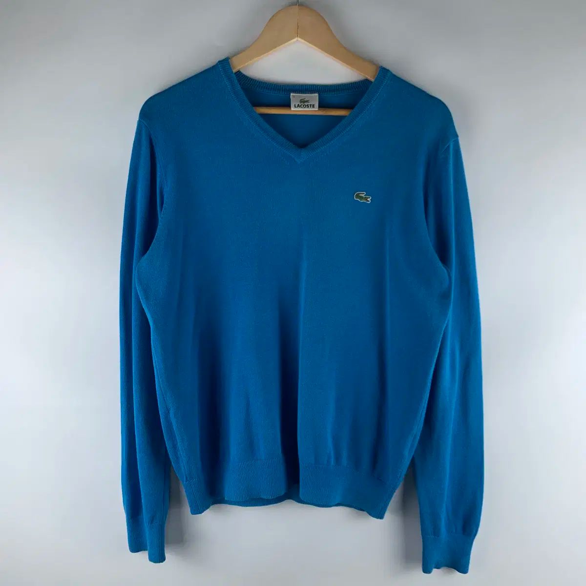 LACOSTE(ラコステ) ライトブルー Vネック コットン ニット セーター 95 