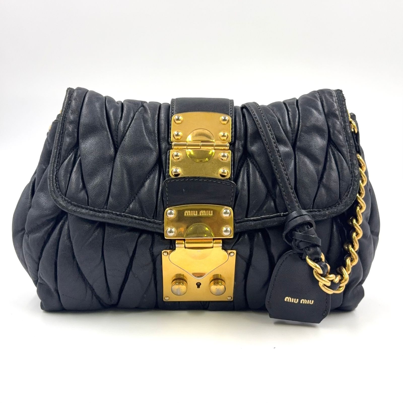 即購入可　MIU MIU ブラック スタッズ クラッチバッグ MIU MIU】【クラッチバッグ】ミュウミュウ『マテラッセ 2WAY