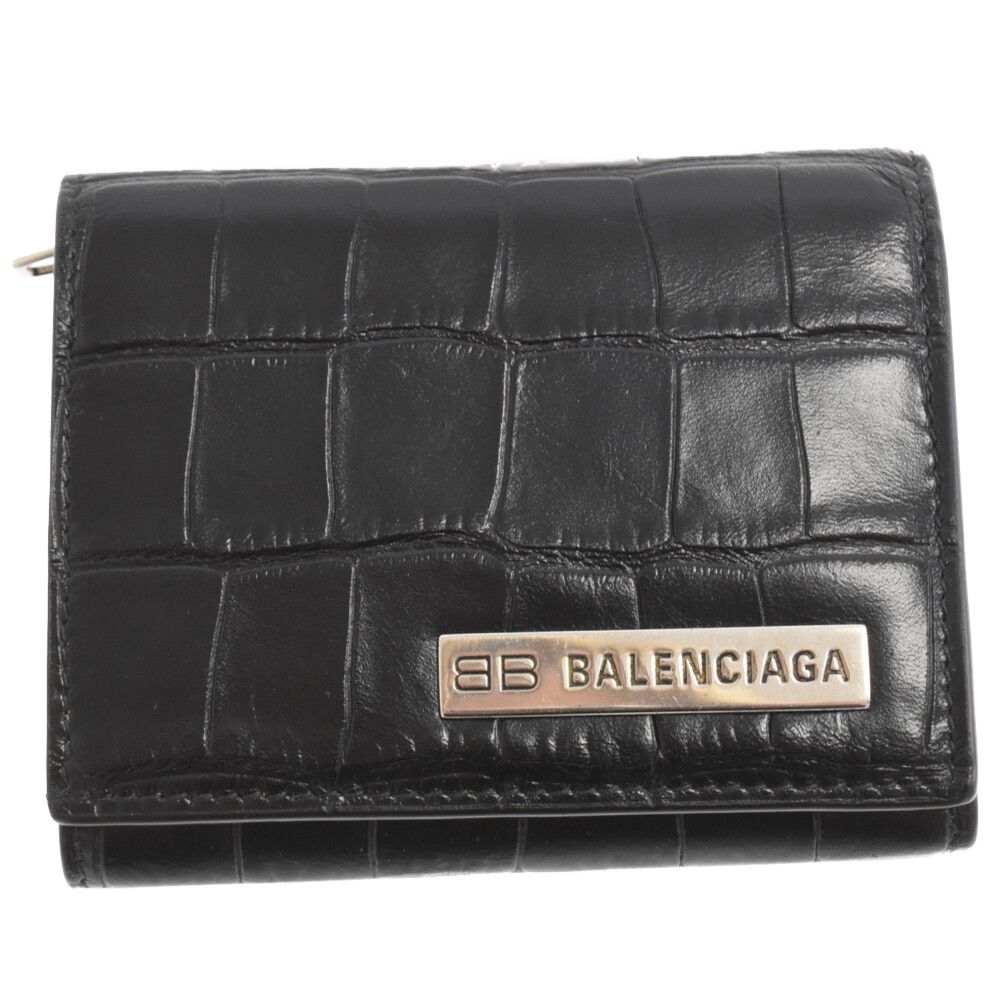 BALENCIAGA/バレンシアガ ロゴレザーウォレット 二つ折り財布 /000