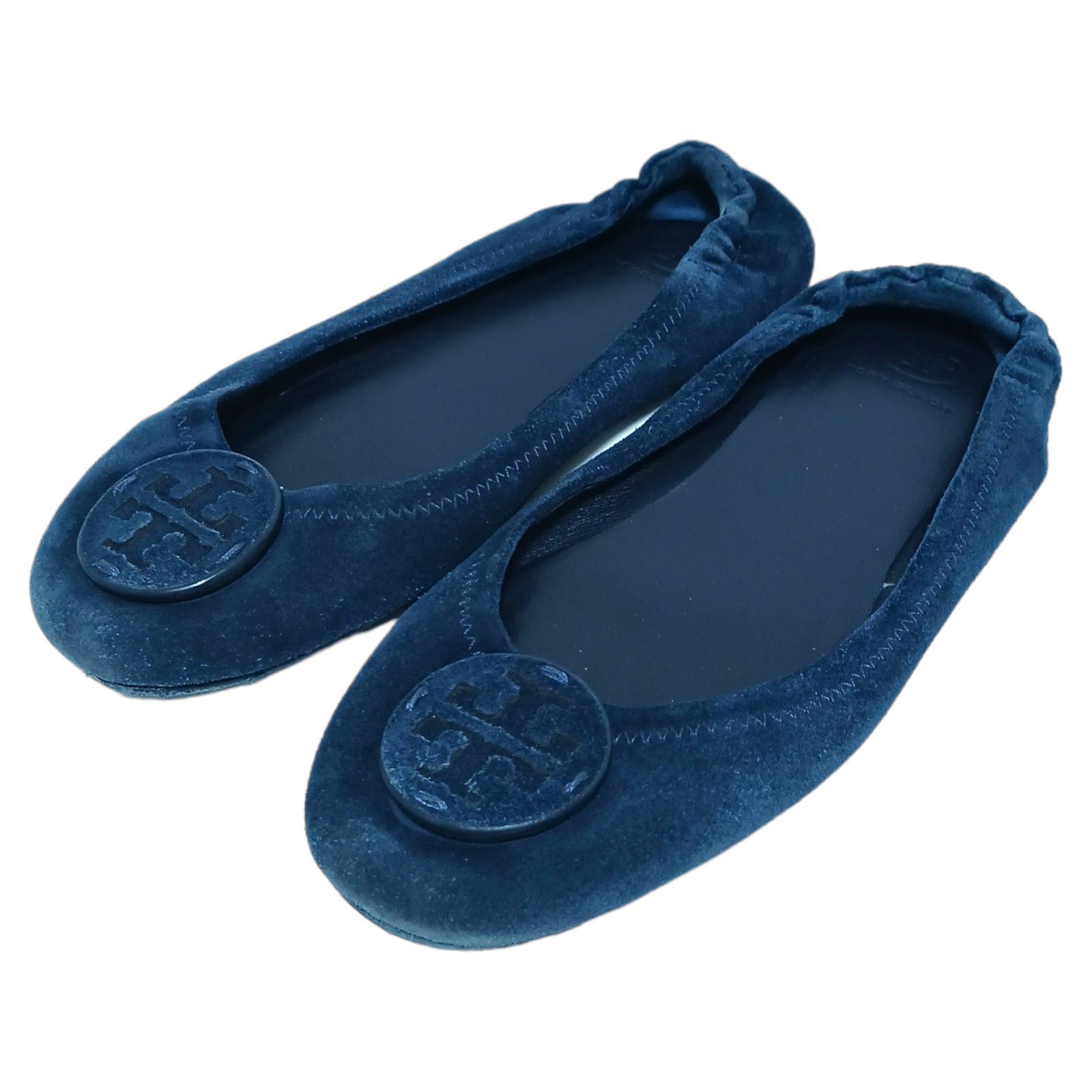 ToryBurchトリーバーチスエードフラットシューズネイビー紺6.5 速さ