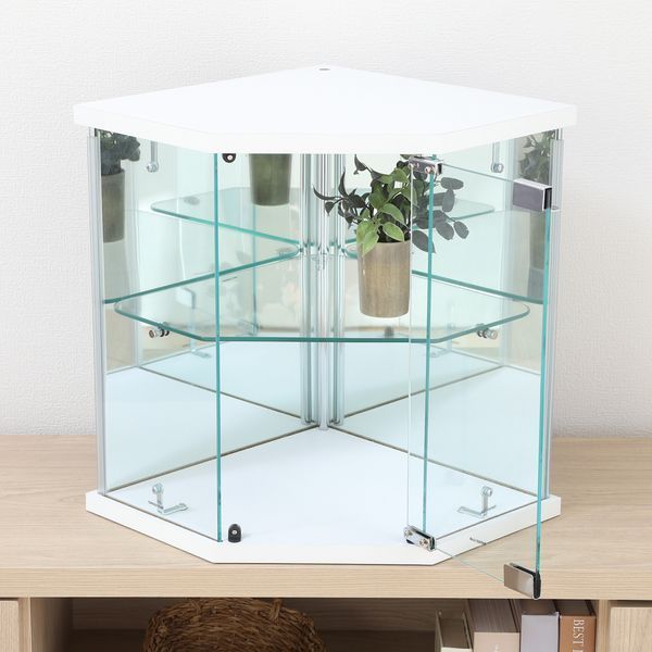 卓上ガラス ケース コーナー WH ホワイト 組立品 代引不可 MARWIL-DEMENAGEMENTS_CH