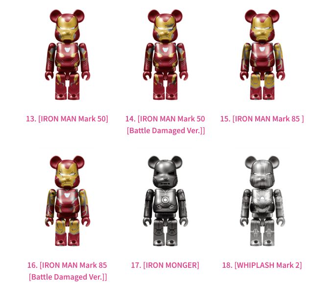 Happyくじ「BE@RBRICK」IRONMAN ベアブリック賞 17種セットアメコミ