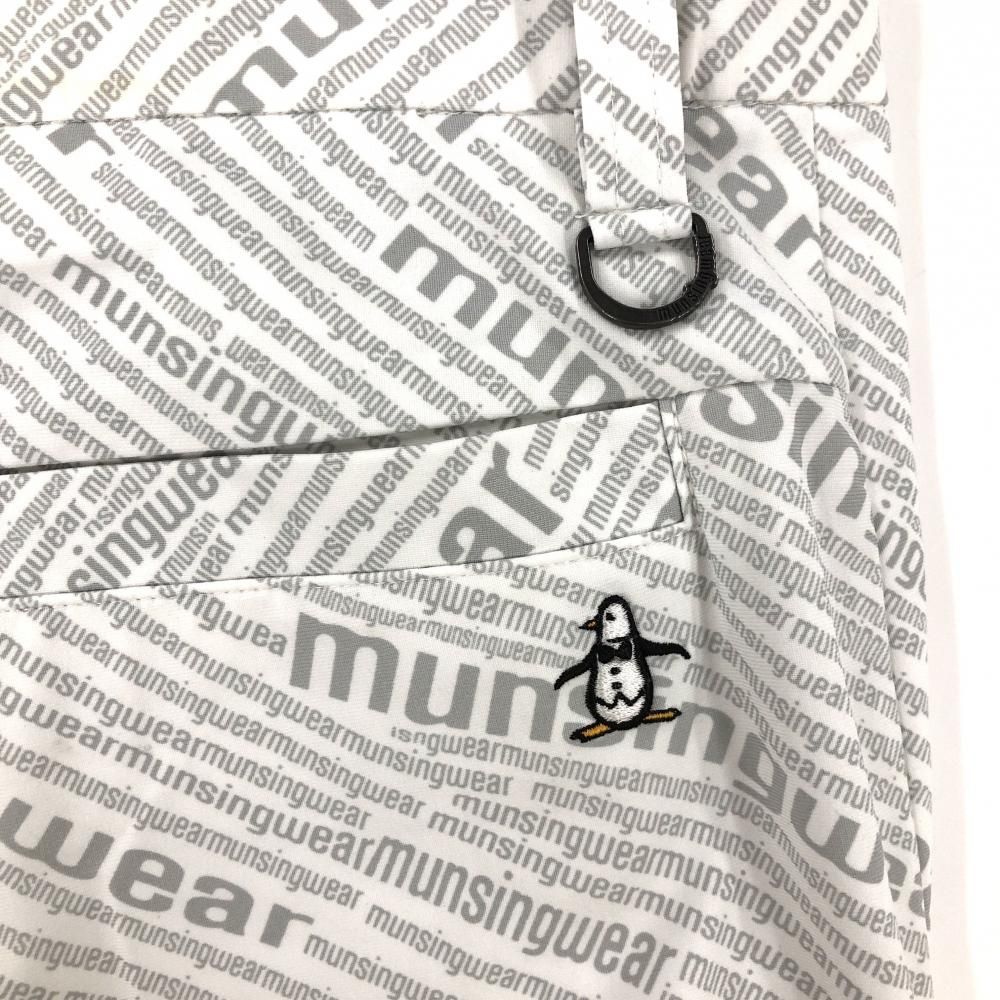 美品】マンシングウェア ストレッチパンツ 白×ライトグレー ロゴ