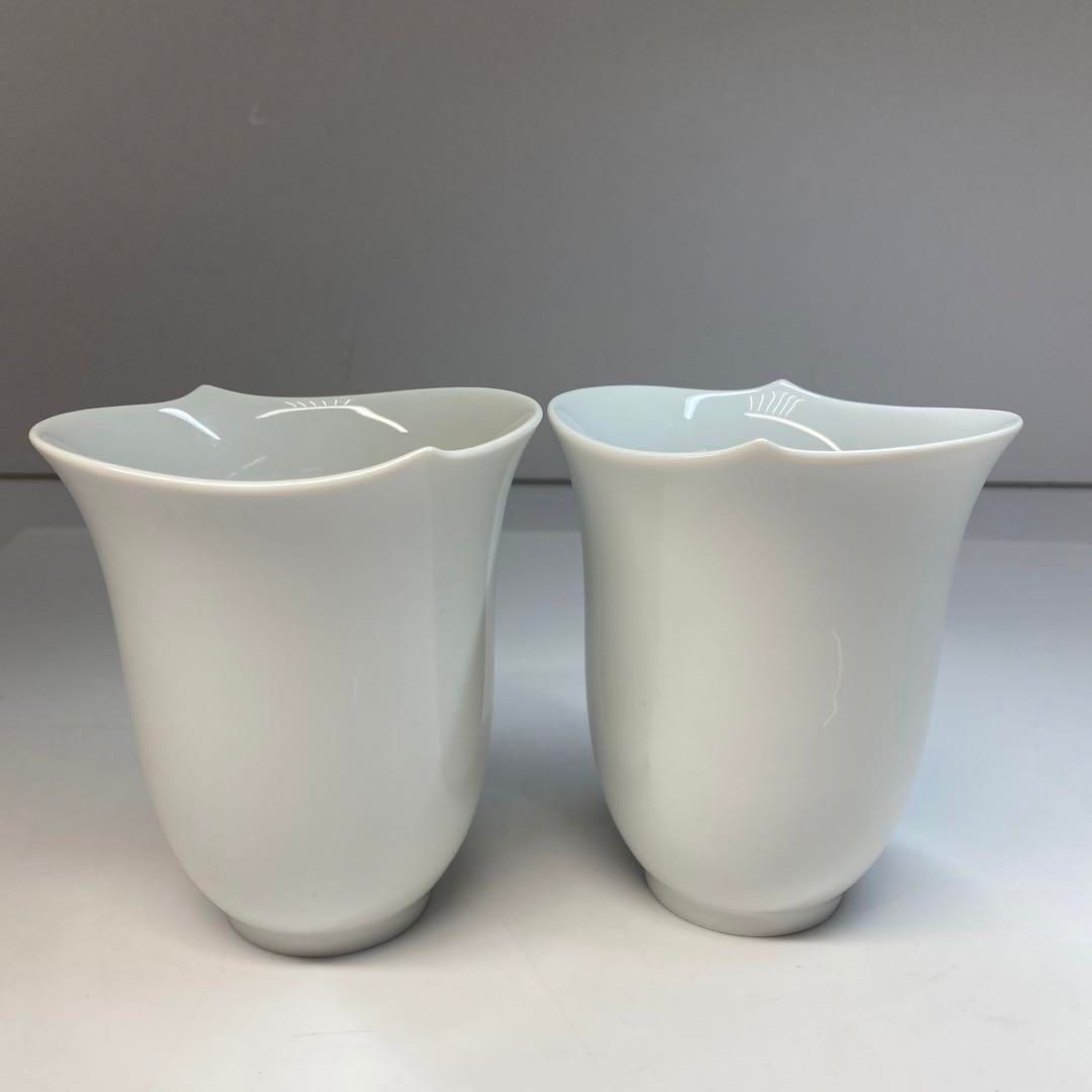 背景のある マイセン 双剣マークタンブラーペア 共箱 高さ10.5㎝ 東Y6-0603 品質保証 ！