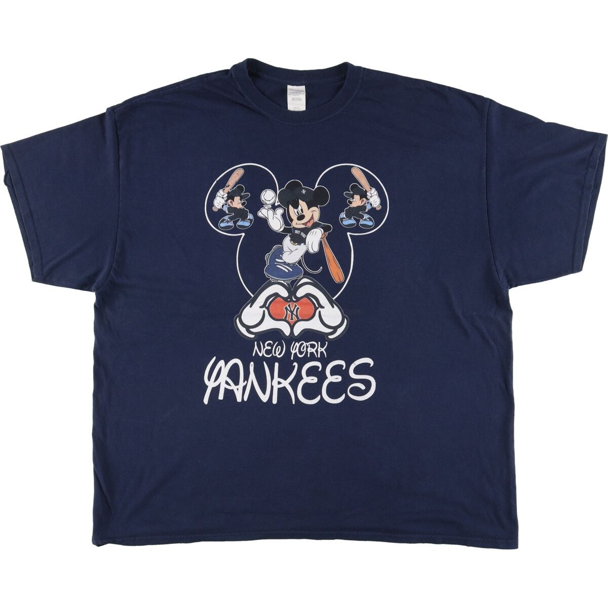 古着 ギルダン GILDAN MLB NEW YORK YANKEES ニューヨークヤンキース ミッキーマウス キャラクタープリントTシャツ メンズXXL/eaa437335