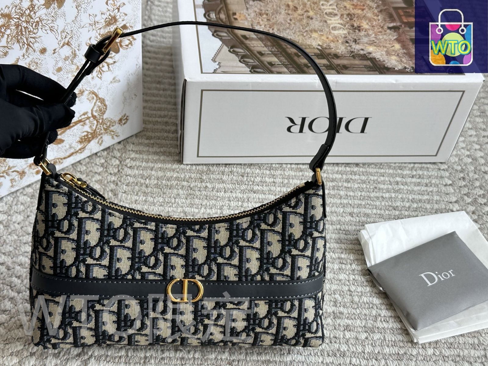 Diorディオール★Underarm Bag★アンダーアームバッグ★ブラック 今日特価】DIOR Baguette Hobo Underarm Bag ディオール