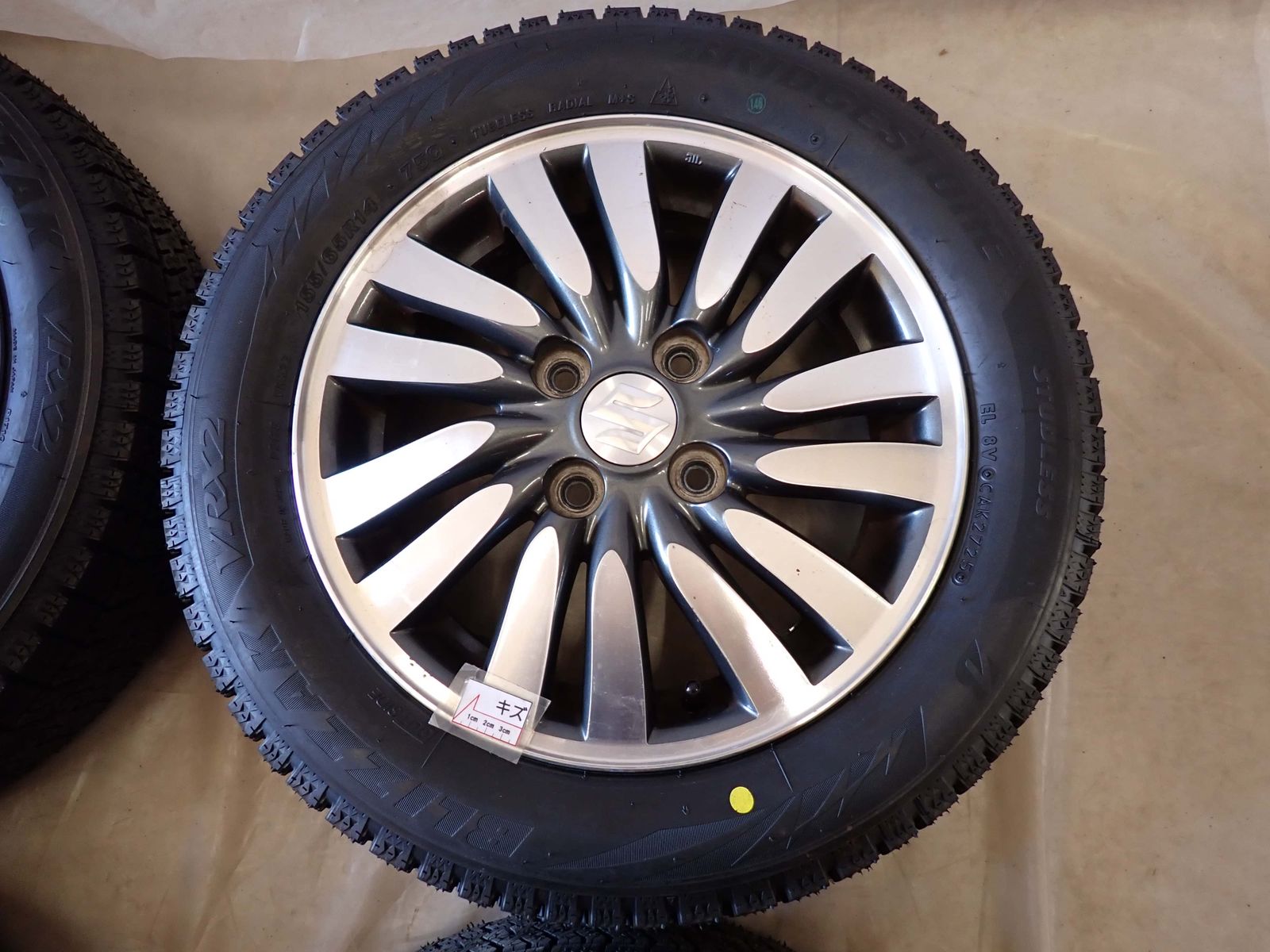 安心の全品国内発送！ 冬 製 4本SET 会社宛 155 65R14×4.5J 75Q ブリヂストン ブリザック VRX2 スズキ純正アルミ ゴンR スペーシア NO D6158 【2025年最新作】