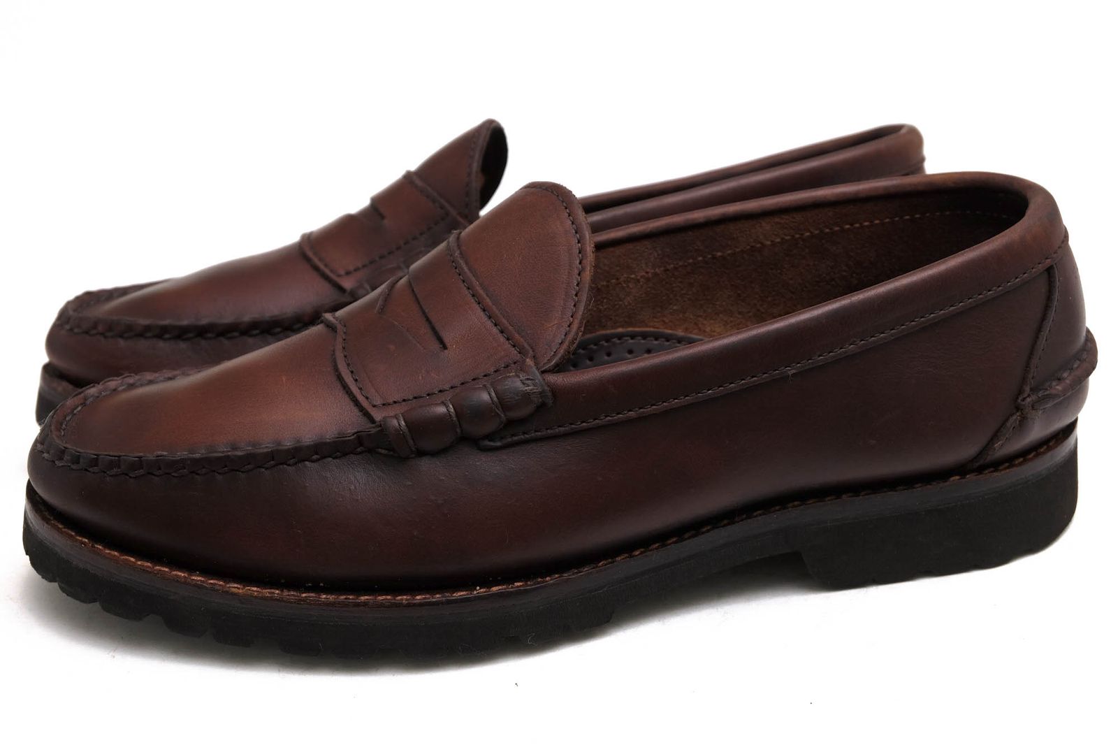 オークストリート ブーツメーカーズ／OAK STREET BOOTMAKERS コインローファー ペニーローファー シューズ 靴 メンズ 男性  男性用レザー 革 本革 ダークブラウン 茶 ブラウン ガムライトソール スリッポン Vibramソール OAK STREET | USED &  IMPORTED CLOTHING ウエスビル ...