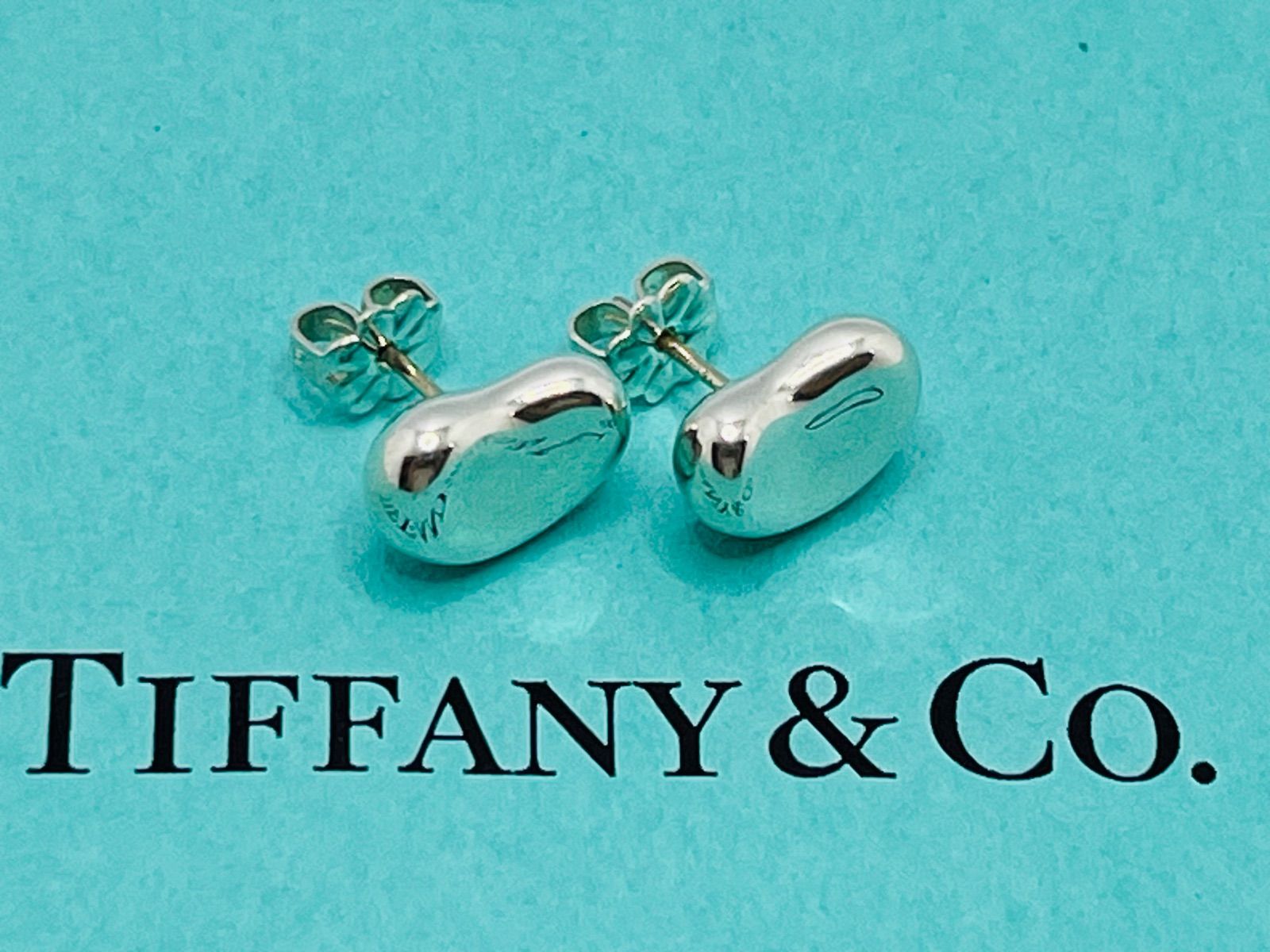 a040 送料無料 Tiffany&Co. 美品 ティファニー ビーン ピアス シルバー