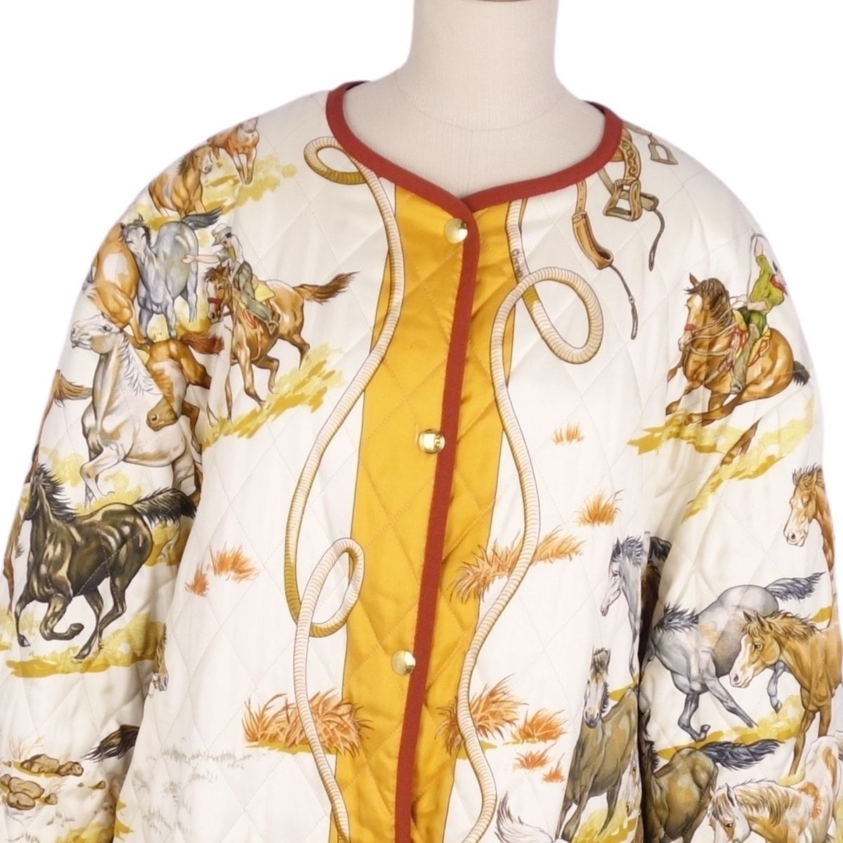 Vintage エルメス HERMES ジャケット キルティング 中綿入り セリ 