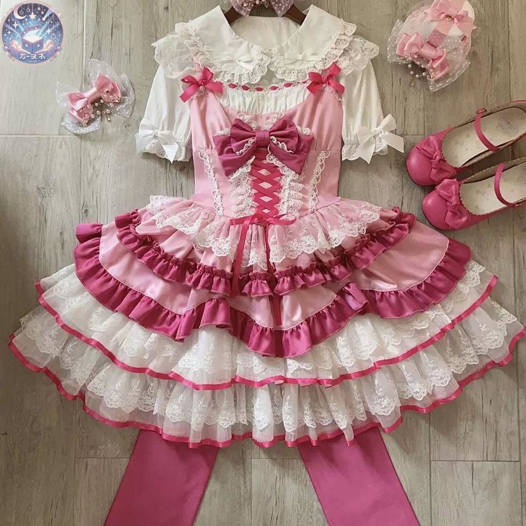 ♥ お出かけに♪ロリータジャンパースカート リボン可愛いワンピース