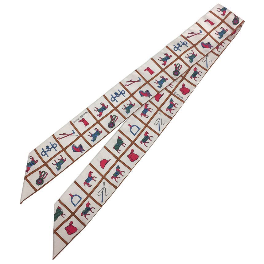 【未使用保管品】HERMES エルメス ツイリー スカーフ 馬着 馬具 ホワイト セール 未使用 HERMES エルメス ツイリー Couvertures et Tenues de