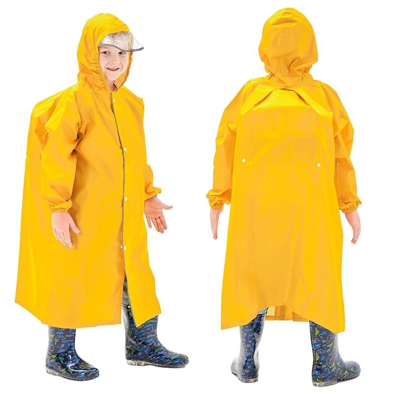 [Yolrky] レインコート キッズ ランドセル対応 男の子 女の子 子供 大人 レインウェア 雨合羽 梅雨 豪雨 自転車 通園 通学 (イエロー， S) 0