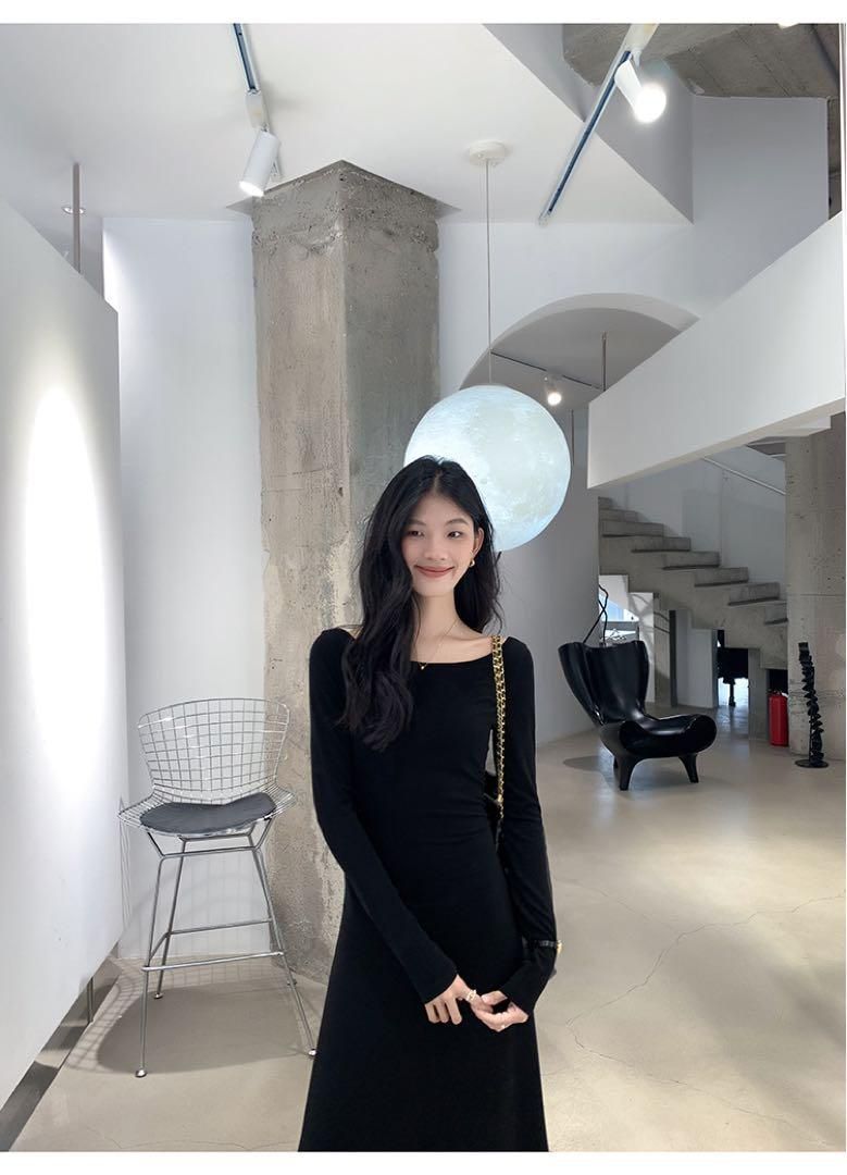 セクシーロングバックレスドレスモテ服