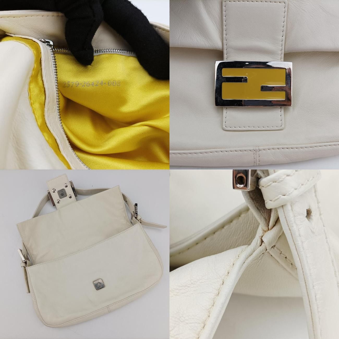 フェンディFendiマンマバケットホワイトラムスキン264242579-26424-008