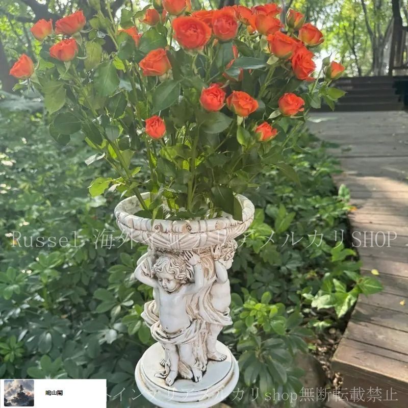 ガーデンオーナメント オブジェ 置物 フラワーポット プランター ポット 天使 エンジェル 彫刻 像 屋外 屋内 庭 ガーデニング デコレーション 4-7 YUZUMIYA_COM