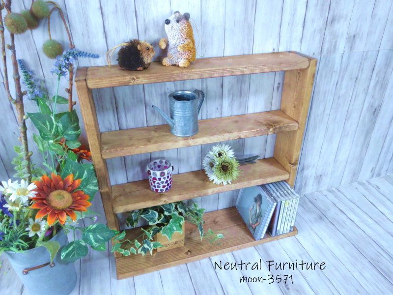 ハンドメイド ルーフシェルフ （チーク色×ナチュラル）