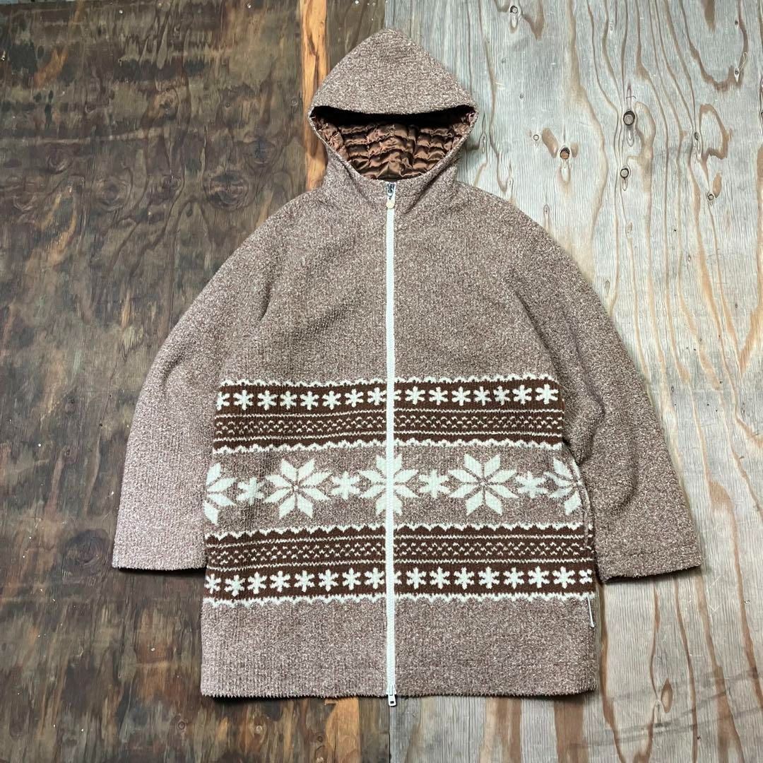 Courrèges Courreges クレージュ 雪柄 ボア フリース パーカー ダブル