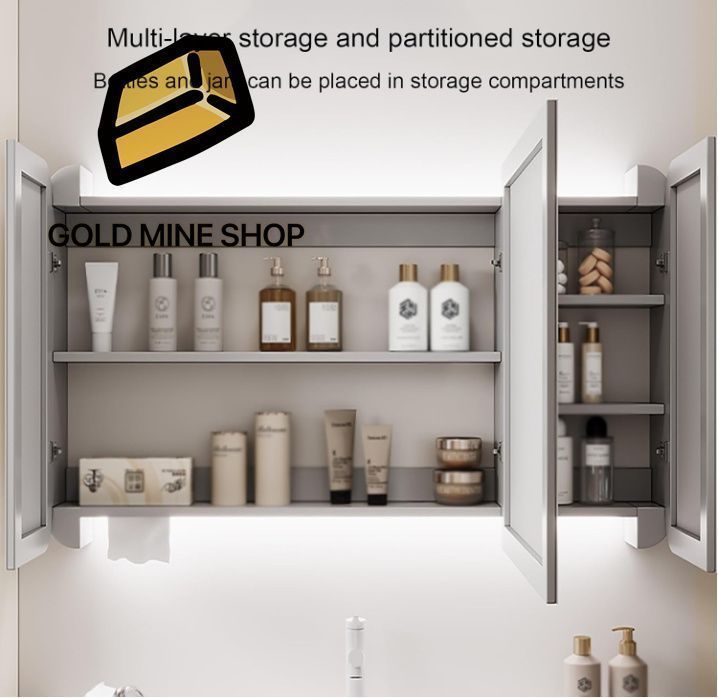 【最短翌日配送】 ミラーキャビネット おしゃれ バスルーム防水キャビネット 壁掛け鏡 浴室化粧鏡 照明付き薬キャビネット 多目的 ストレージオ トイレ バスルーム用 White 110 70cm 43.3 27.5in