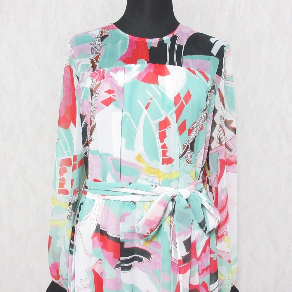 未使用 GRACE CLASS グレースクラス グレースコンチネンタル 24SS アールデコリゾートプリントワンピース 0224131013 36 ピンク レディース 古着  USED