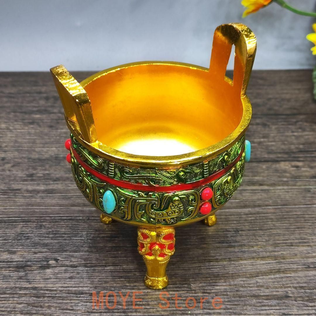 銅器 三層獅足祥雲紋薫香炉 茶道檀香炉 盤香炉 仏具 工芸品 置物 銅器 銅鼎 景泰藍三足鼎 香炉 挿し香炉 香道具 装飾品 工芸品