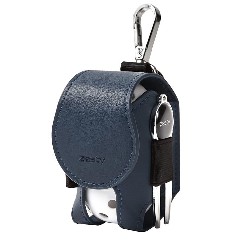 Zesty ゴルフボールケース 機能性にこだわるプレイヤーのゴルフ ボールポーチ ゴルフ用品 グリーンフォーク (ネイビー， 左腰装着タイプ) 0