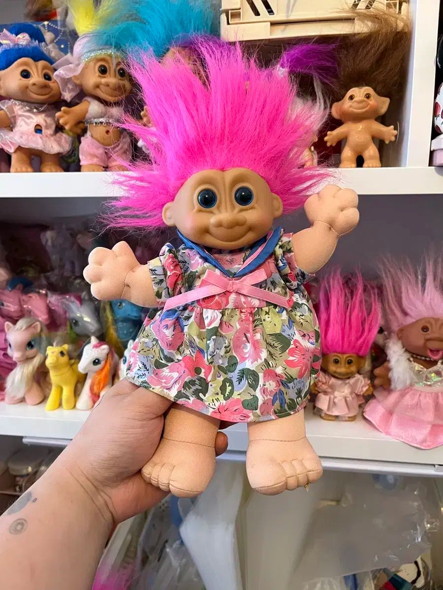 ヴィンテージ トロール ソフトドール 花柄セラ