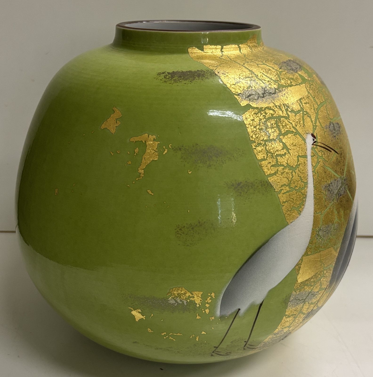 九谷焼　花瓶　壺　光陽 現状品 九谷焼 金箔鶴 光陽作 花瓶 壺 瓶 - メルカリ
