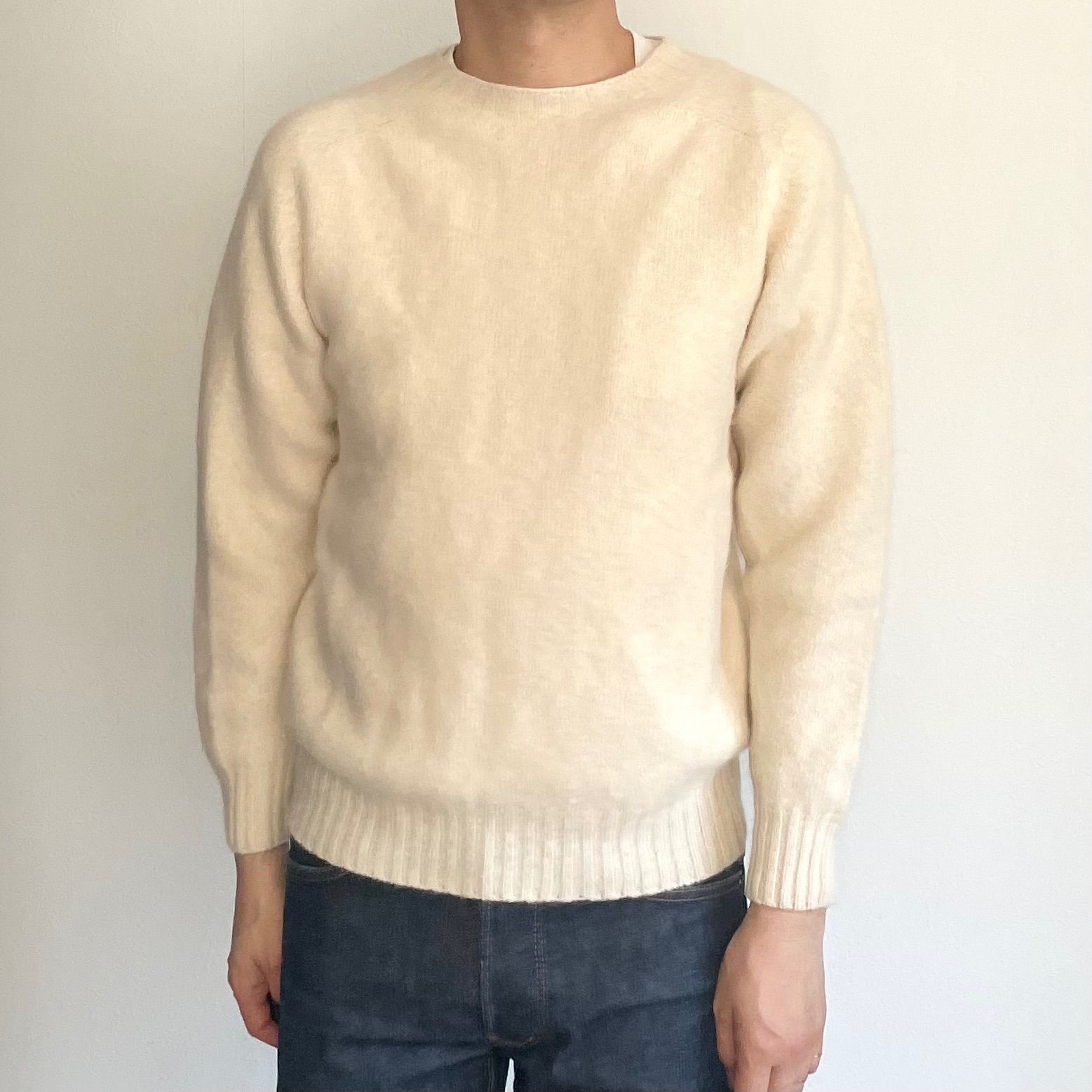 SHIPS × Harley of Scotland / PURE NEW WOOL SADDLE SHOULDER CREW NECK SWEATER