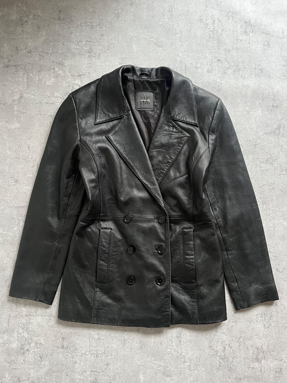 80-90 s whet blu NYC Black leather jacket