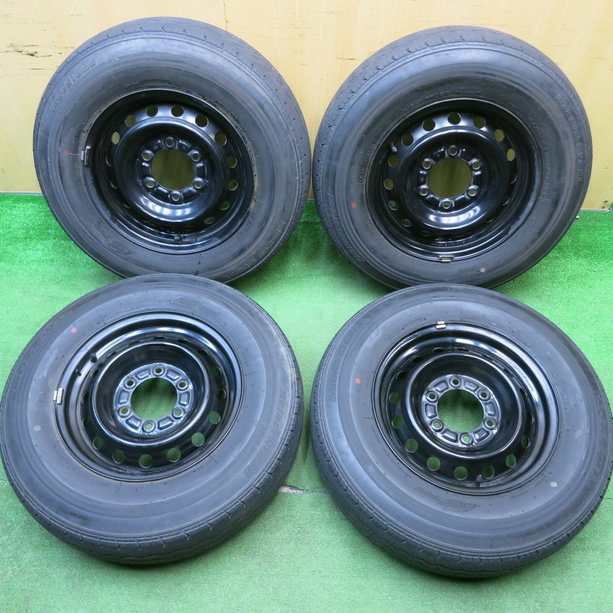 バリ溝 キレイ 9分 トヨタ ハイエース 純正 スチール 195|80R15 107|105L ブリヂストン RD-613 STEEL エコピア 15インチ PCD139.7|6H 5050306HAノ