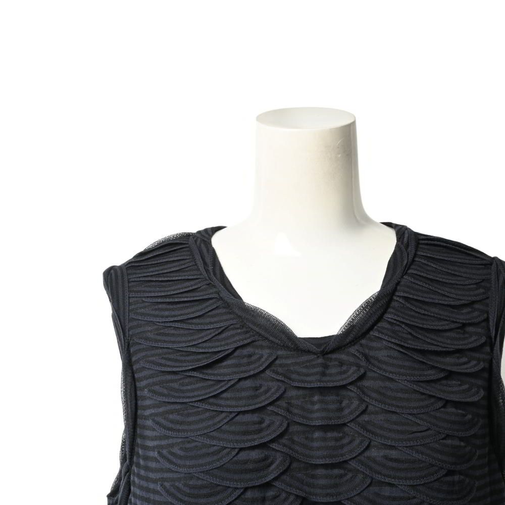 CHANEL P41420 バック ココボタン ノースリーブ ボーダー ワンピース  