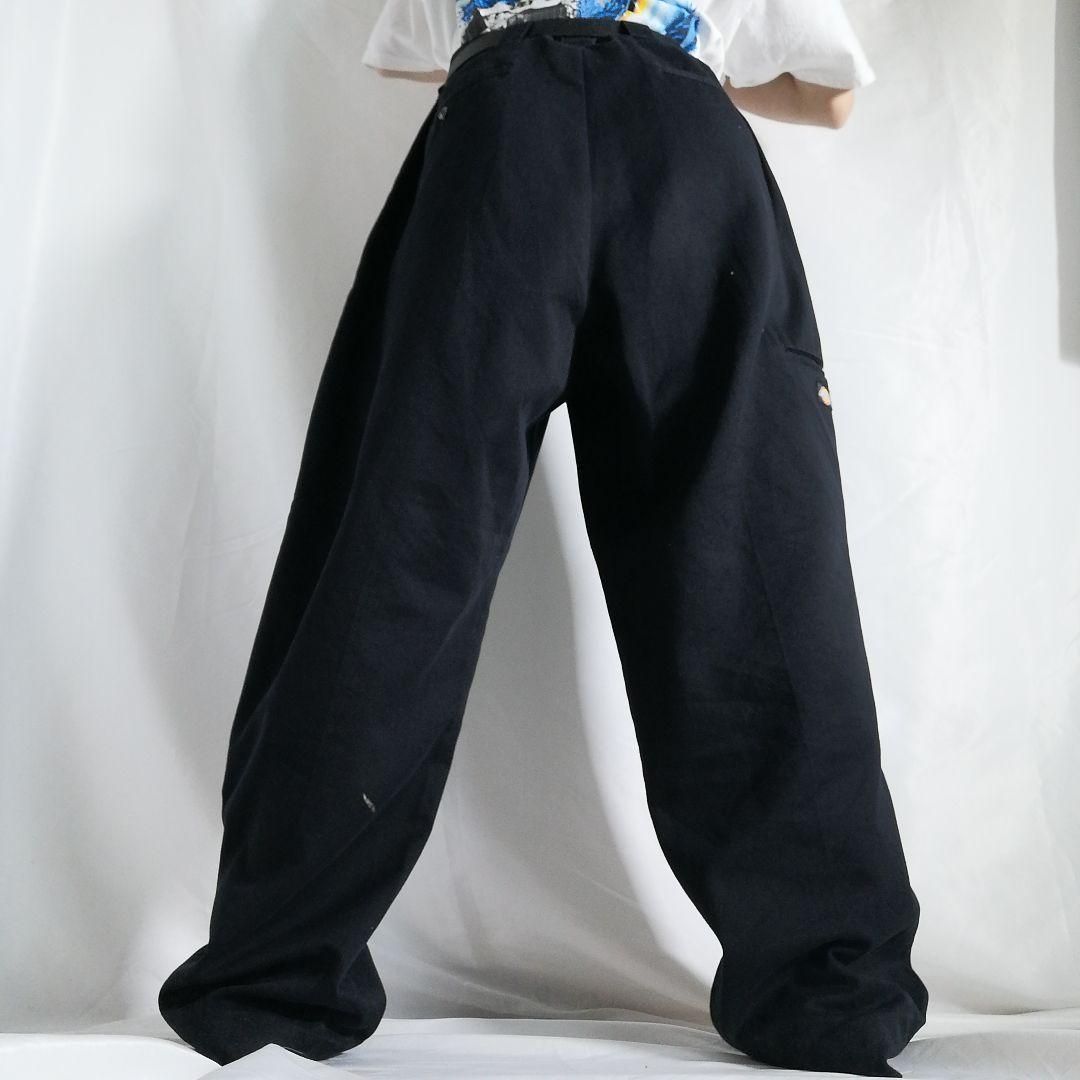 ディッキーズ ダブルニー ワイド ワークパンツ ブラック 黒 W36