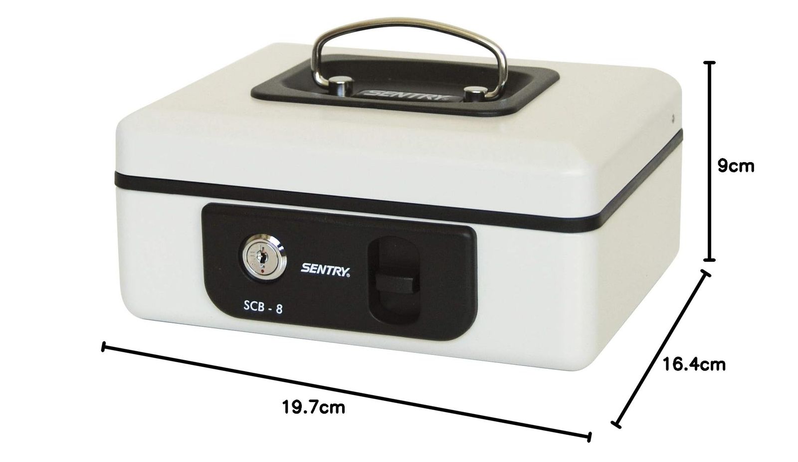 新着商品 SENTRY セントリー 金庫 手提げ金庫 小型 キャッシュボックス 収納ボックス 鍵付き A6 キーロック コインケース ワンタッチオープン ライトグレー SCB-8