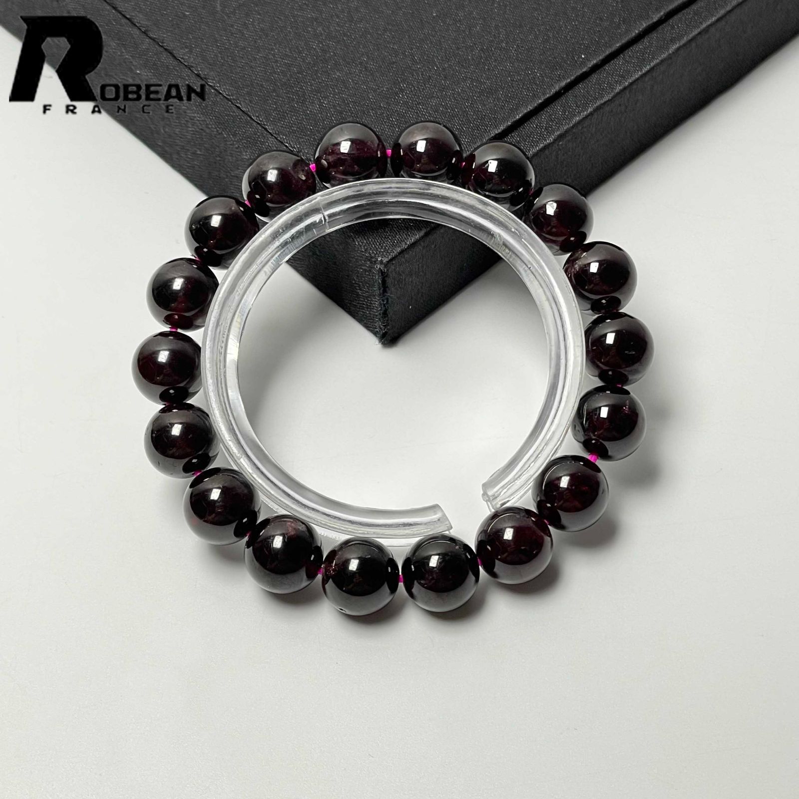 EU製 定価10万円 ROBEAN ワイン色ロードライトガーネット パワーストーン ブレスレット 天然石 幸運 お守り 10.3-10.7mm M0519275