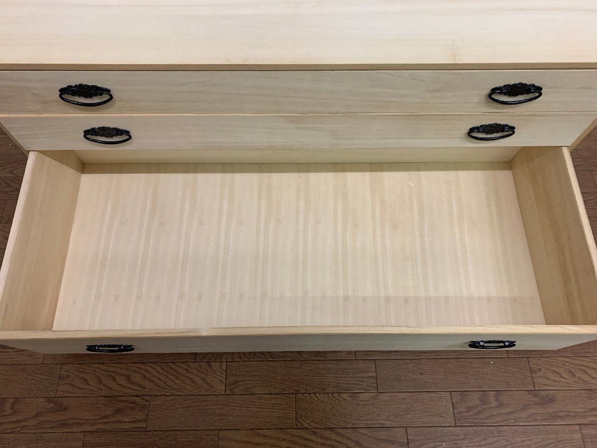 桐箪笥 タンス チェスト 収納 3段 引き出し 着物 木製 シンプル 和風家具 昭和レトロ 和室 幅99cm 貝1249 MARWIL-DEMENAGEMENTS_CH