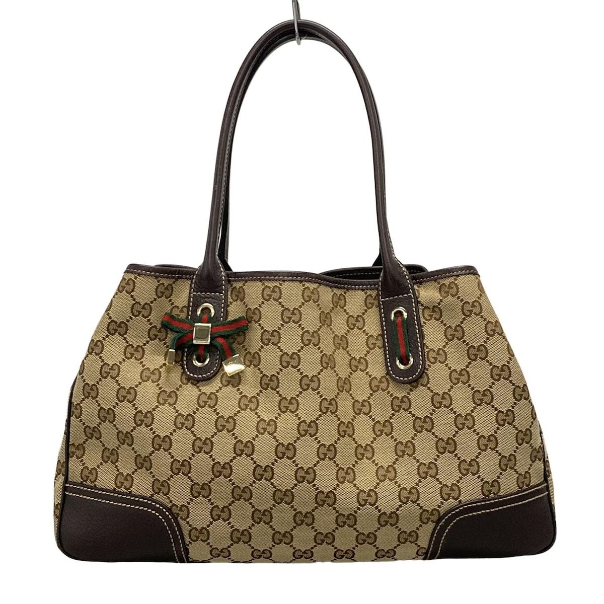 GUCCI グッチ トートバッグ プリンシー GG柄 163805 ベージュ×ダークブラウン レザー