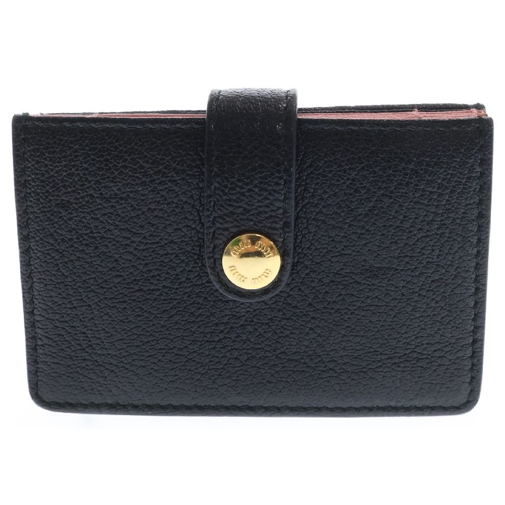 miumiu (ミュウミュウ) ロゴ レザー カードホルダー ケース ブラック