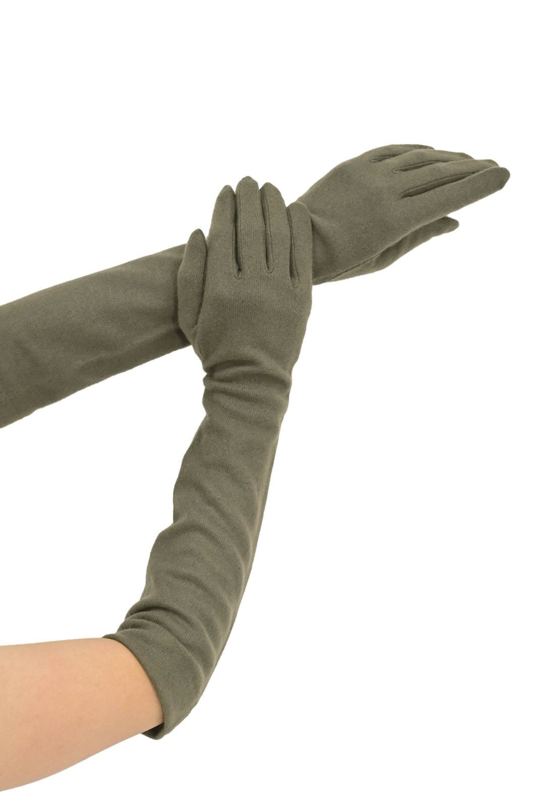 カシミヤ100% 和装用ロンググローブ|手袋|モスグリーン|タッチパネル対応|1480324