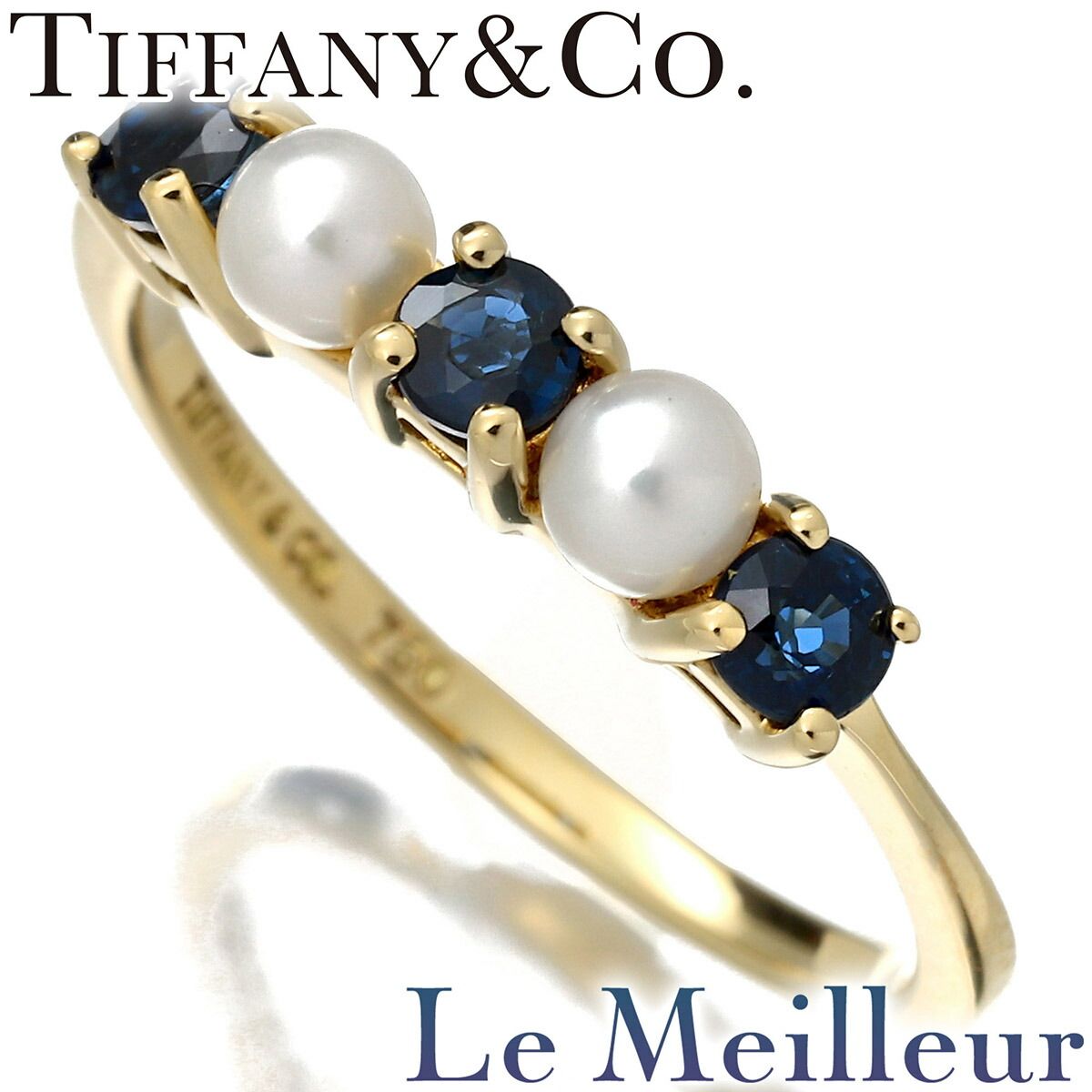 ティファニー TIFFANY&Co. 立爪リング 指輪 ブルーサファイア アコヤ 