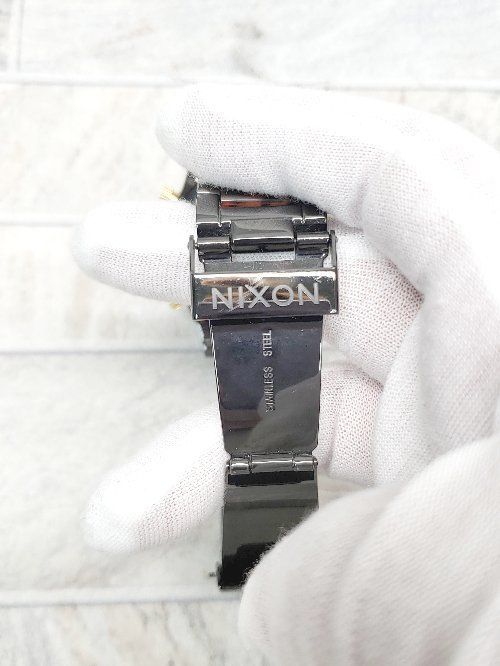 ◇ NIXON 動作未確認 べっ甲柄 クロノグラフ クォーツ 腕時計 ウォッチ ブラック ブラウン サイズ メンズ P  【1404250017952】