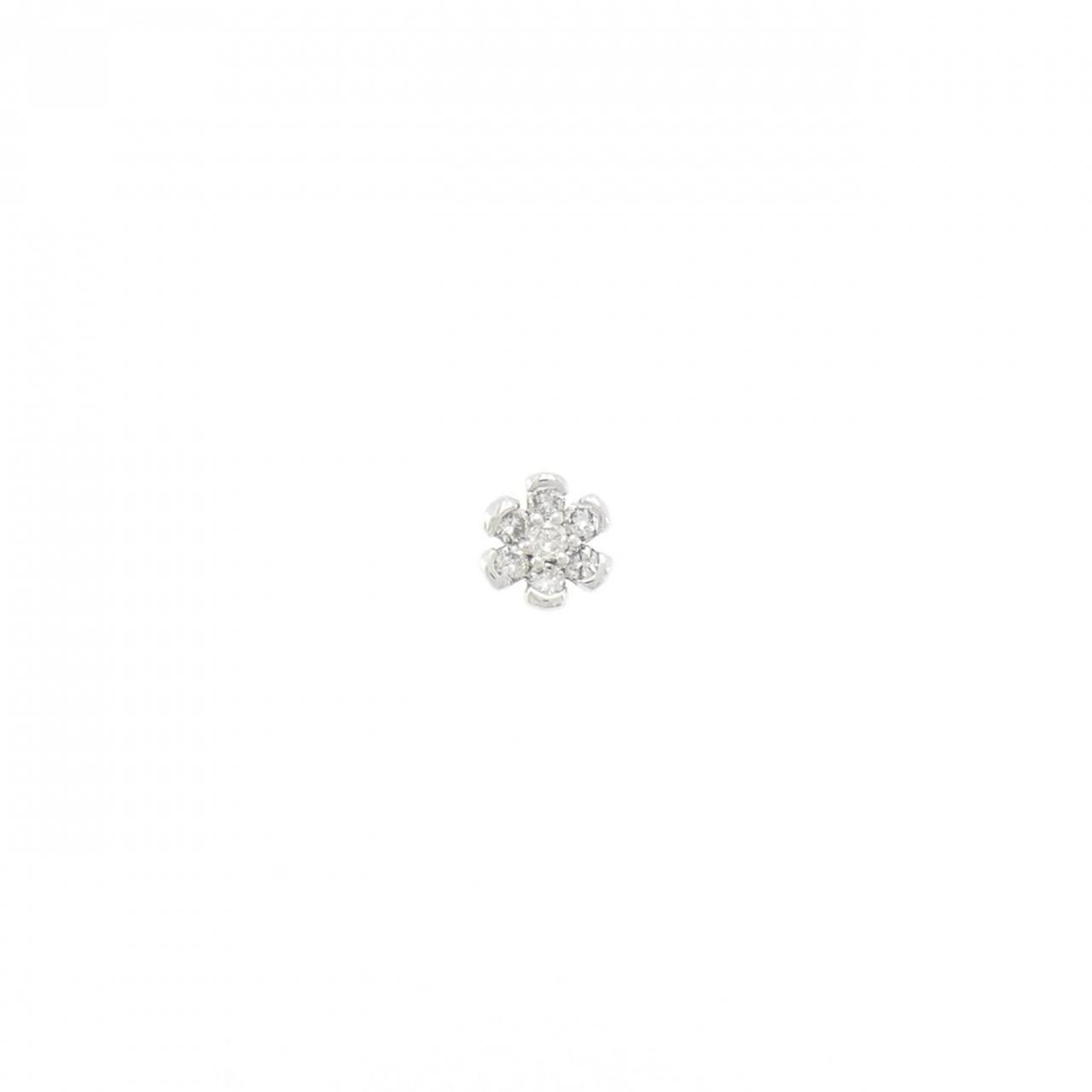 K18WG フラワー ダイヤモンド ピアス 0.10CT 片耳