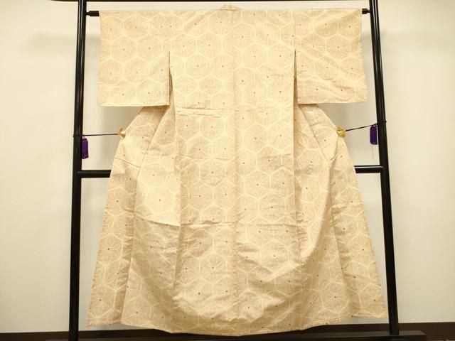 平和屋着物▽上質な紬 単衣 幾何学文 正絹 逸品 CAAU3879xi