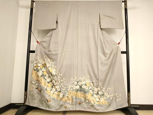 平和屋着物＃道行コート 切嵌吉祥花文 ロング丈 正絹 逸品 CAAU4772ut